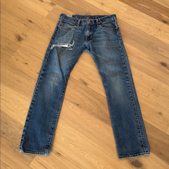 👖 Ralph Lauren Men’s Blue Distressed Jeans Size 32 - Picture 2 of 8